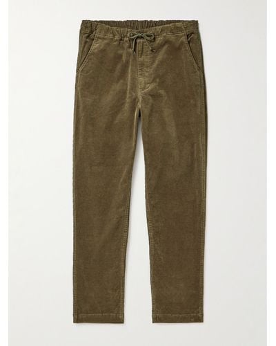 Orslow New Yorker Straight-leg Cotton-blend Corduroy Drawstring Trousers - Green