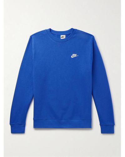 Nike Sportswear Club Logo-embroidered Cotton-blend Tech Fleece Sweatshirt - Blue