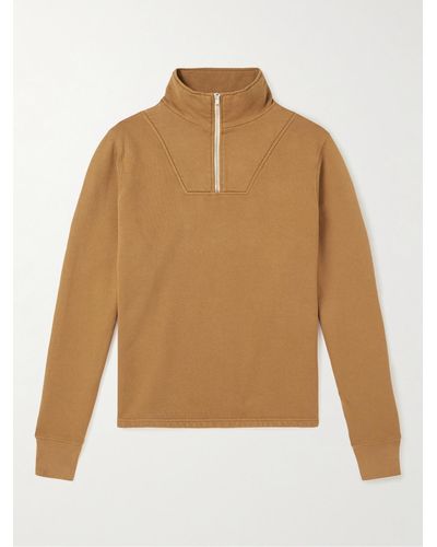 Les Tien Yacht Cotton-jersey Zip-up Sweatshirt - Natural