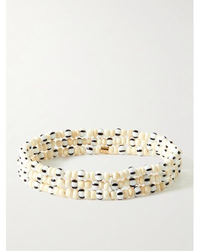 Roxanne Assoulin Fresh Linens Set aus drei Armbändern mit Zierperlen aus Holz - Natur