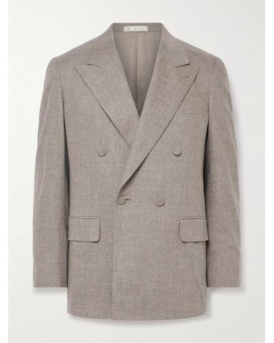 Umit Benan Double-breasted Wool-blend Suit Jacket - Grey