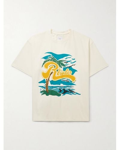 Rhude Regatta T-Shirt aus Baumwoll-Jersey mit Logoprint - Blau