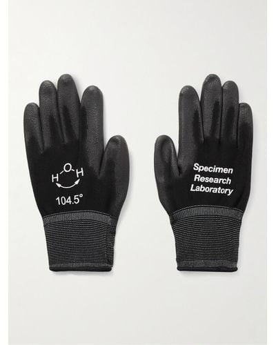Neighborhood Srl 10-pack Logo-print Coated-mesh Gloves - Black
