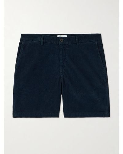 MR P. Straight-leg Organic Cotton-blend Corduroy Shorts - Blue