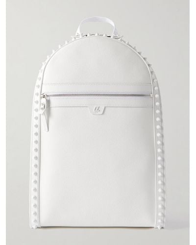 Christian Louboutin Backparis Spiked Rubber-trimmed Full-grain Leather Backpack - White