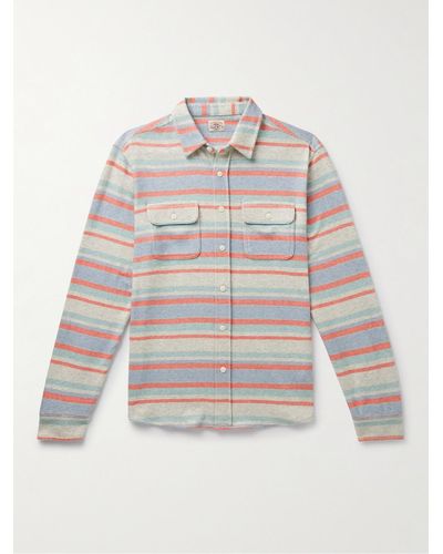 Faherty Legendtm Striped Brushed Stretch Recycled-knit Shirt - White