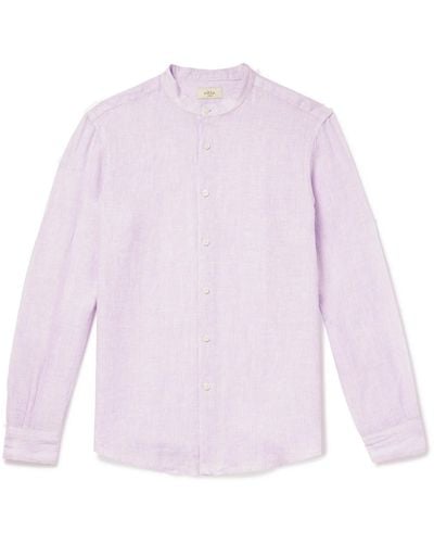 Altea Clark Grandad-collar Striped Linen Shirt - Pink