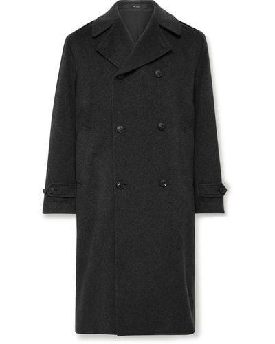 Saman Amel Double-breasted Brushed-cashmere Overcoat - Black