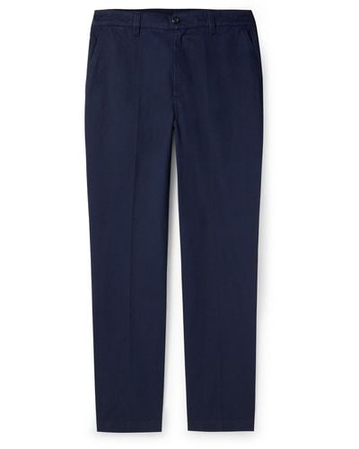 Drake's Tapered Cotton-twill Chinos - Blue