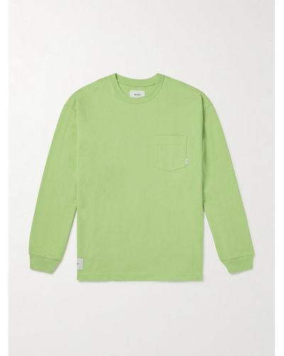 WTAPS Logo-print Appliquéd Cotton-jersey T-shirt - Green