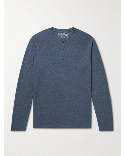 Faherty Henley Shirt aus einer Pima-Baumwoll-Modalmischung - Blau