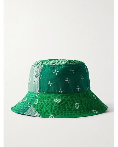 Kapital Logo-appliquéd Bandana-print Cotton-voile Bucket Hat - Green