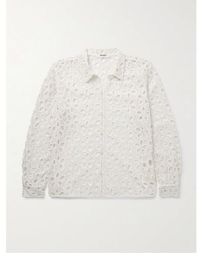 Bode Primrose Hemd aus Baumwollspitze mit Lochstickerei - Weiß
