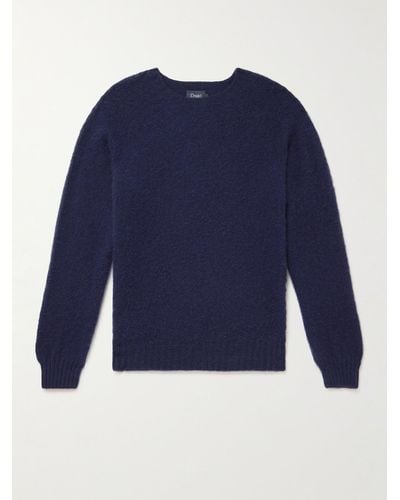 Drake's Brushed Shetland Wool Sweater - Blue