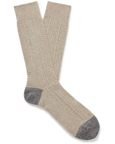 Anonymous Ism Two-tone Wool-blend Socks - Gray