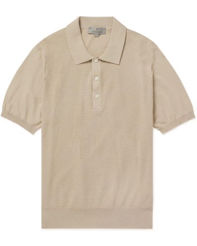 Canali Textured-cotton Polo Shirt - Natural