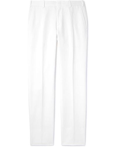 Brioni Pienza Straight-leg Linen And Cotton-blend Pants - White