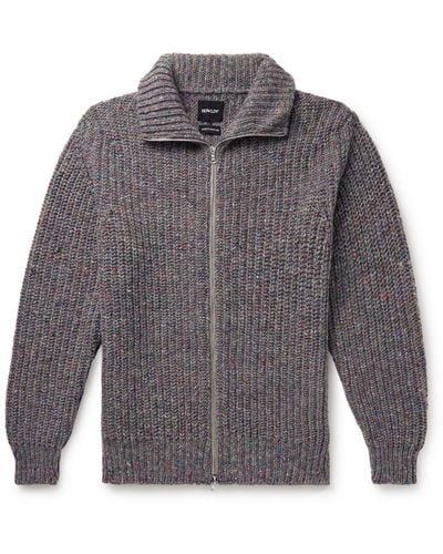 Howlin' Loose Ends Ribbed Donegal Wool Zip-up Cardigan - Gray