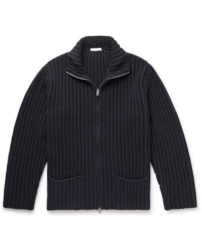 The Row Malen Ribbed Cashmere Zip-up Cardigan - Blue