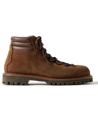 Yuketen Vittore Shearling-lined Leather-trimmed Suede Boots - Brown