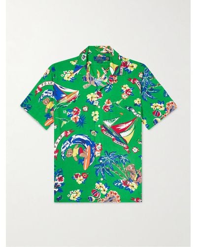Polo Ralph Lauren Clady Convertible-collar Printed Woven Shirt - Green