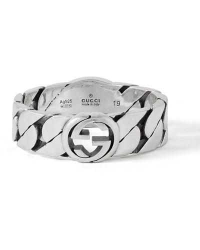 Gucci Wide Interlocking Ring - Metallic