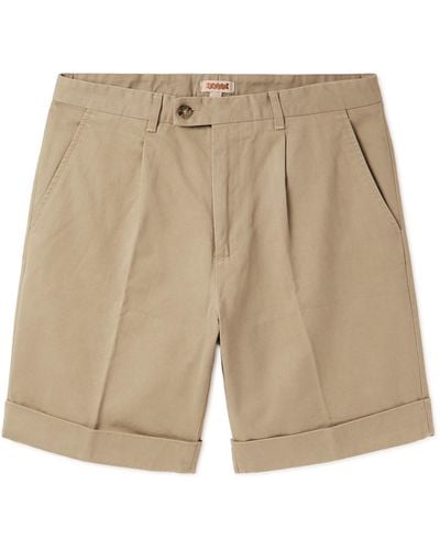 Baracuta Straight-leg Pleated Cotton-gabardine Shorts - Natural