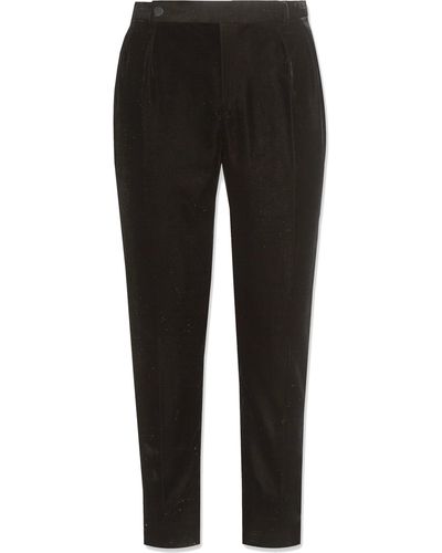 Saint Laurent Straight-leg Cotton-velvet Pants - Black