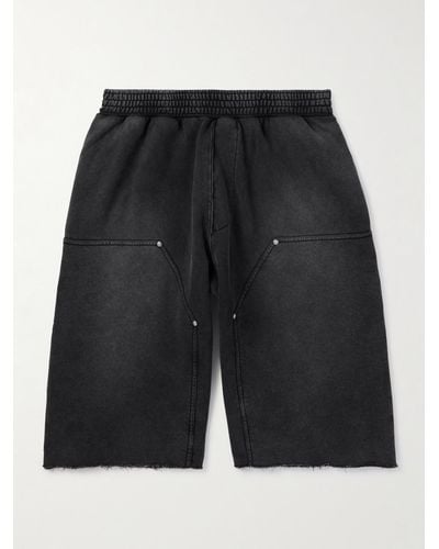 Givenchy Wide-leg Frayed Cotton-jersey Shorts - Black