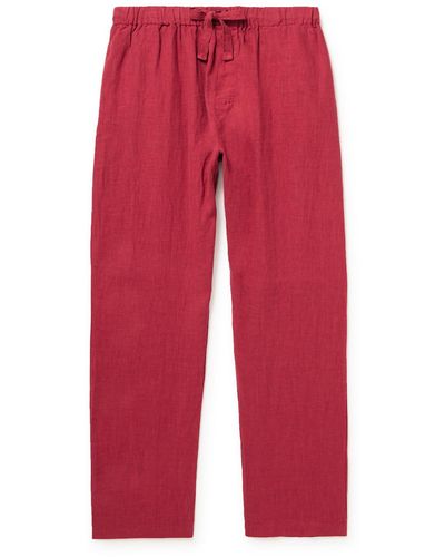 Desmond & Dempsey Linen Pajama Pants - Red