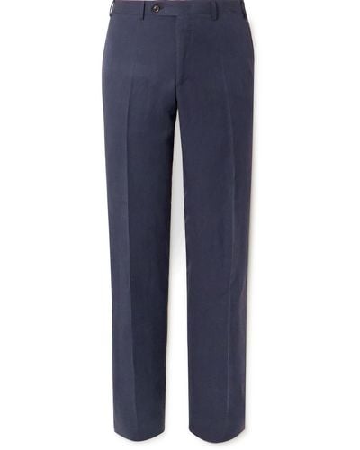 Canali Slim-fit Straight-leg Linen And Silk-blend Suit Pants - Blue