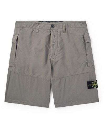 Stone Island Straight-leg Logo-appliquéd Stretch-cotton Bermuda Shorts - Gray
