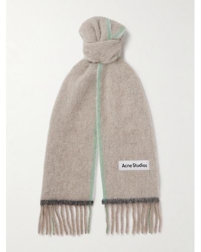 Acne Studios Vally Fringed Knitted Scarf - Natural