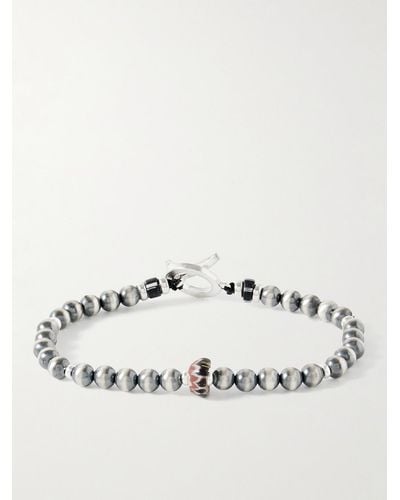 Mikia Silver And Glass Beaded Bracelet - Metallic