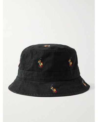 Polo Ralph Lauren Loft Logo-embroidered Cotton-twill Bucket Hat - Black