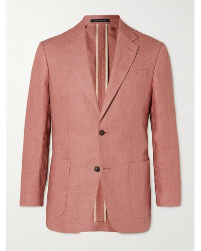 Richard James Unstructured Linen Suit Jacket - Pink