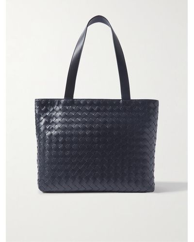 Bottega Veneta Avenue Small Intrecciato Leather Tote Bag - Blue