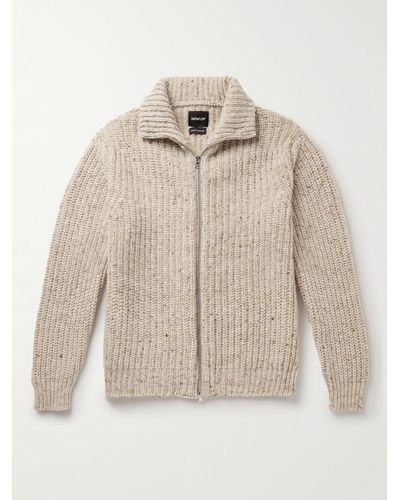 Howlin' Loose Ends Ribbed Donegal Wool Zip-up Cardigan - Natural