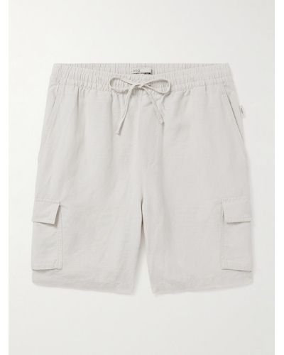 Onia Air Straight-leg Linen And Lyocell-blend Drawstring Cargo Shorts - Grey