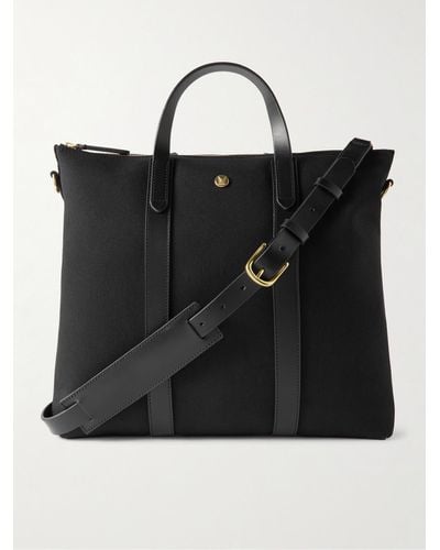Mismo M/s Mate Leather-trimmed Canvas Tote Bag - Black