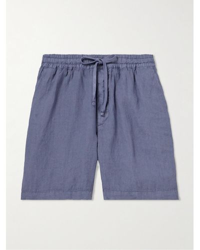 Altea Samuel Straight-leg Linen Drawstring Shorts - Blue