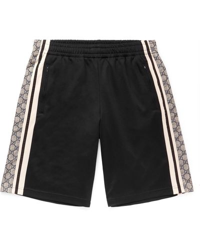 Gucci Logo-print Striped Tech-jersey Shorts - Black