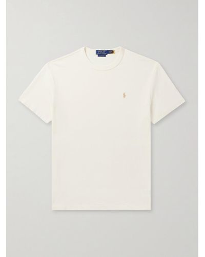 Polo Ralph Lauren Logo-embroidered Cotton-jersey T-shirt - Natural