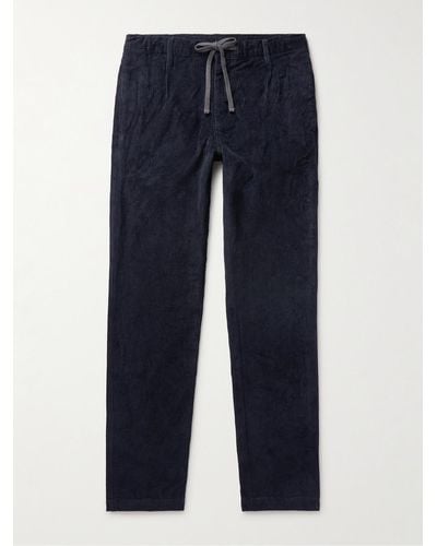 Hartford Pantaloni slim-fit a gamba dritta in velluto a coste di cotone con coulisse Tanker - Blu