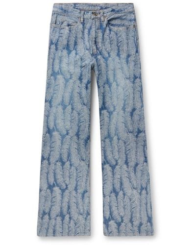 Kapital Magpie Slim-fit Flared Jacquard Jeans - Blue
