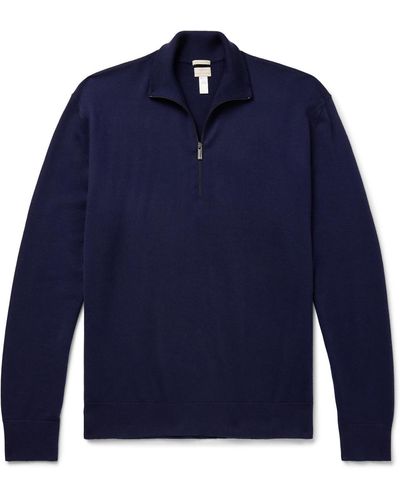 Massimo Alba Danny Cashmere Half-zip Sweater - Blue