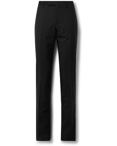 Etro Slim-fit Grosgrain-trimmed Wool Pants - Black