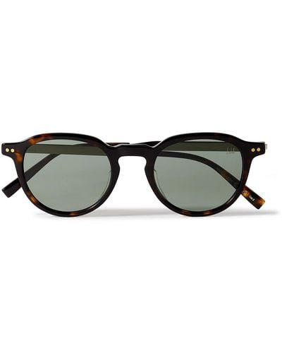 Dunhill Round-frame Tortoiseshell Acetate And Gold-tone Sunglasses - Black