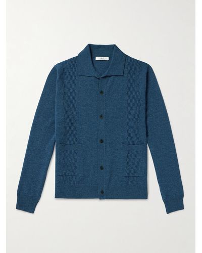 MR P. Camicia in lana con colletto aperto - Blu