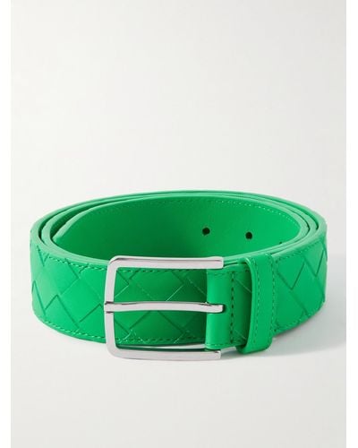 Bottega Veneta Cintura in pelle con motivo intrecciato - Verde